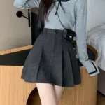 Seoulish High Waist Vintage Woolen Women's A-line Short Skirts 2025 New Vintage Autumn Winter Pleated Casual Skater Mini Skirts - Image 5