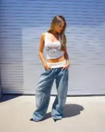 Korean Style Retro Washed Blue Elastic Jeans Women's Y2K Explosions Popular Harajuku hip-hop Gothic Casual Joker Street Wear - Image 3